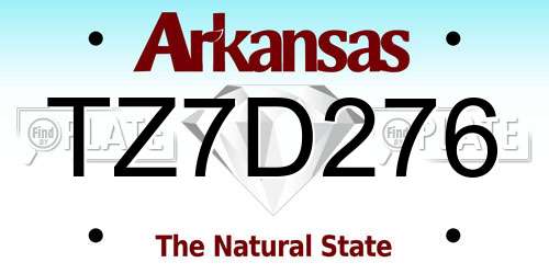 TZ7D276 Arkansas License Plate