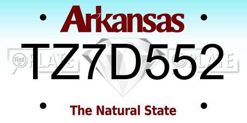 TZ7D552 Arkansas License Plate