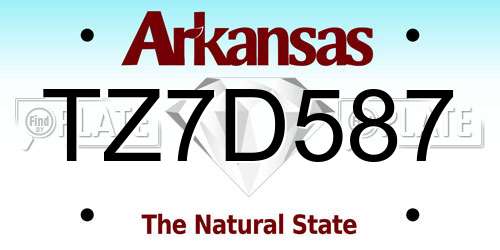 TZ7D587 Arkansas License Plate