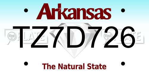 TZ7D726 Arkansas License Plate