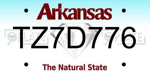 TZ7D776 Arkansas License Plate