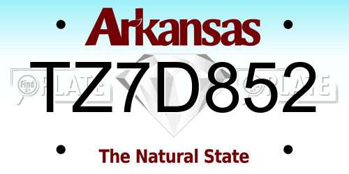 TZ7D852 Arkansas License Plate