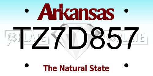 TZ7D857 Arkansas License Plate