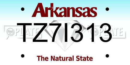 TZ7I313 Arkansas License Plate