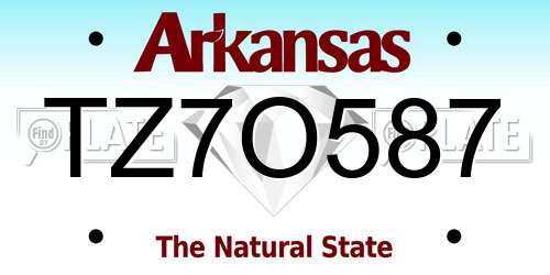 TZ7O587 Arkansas License Plate