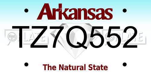 TZ7Q552 Arkansas License Plate