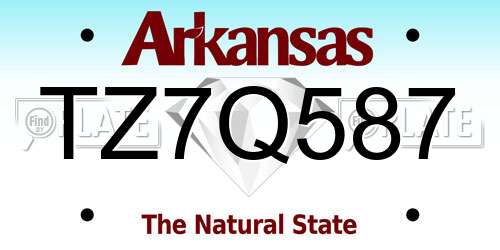 TZ7Q587 Arkansas License Plate