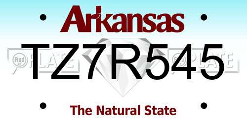 TZ7R545 Arkansas License Plate