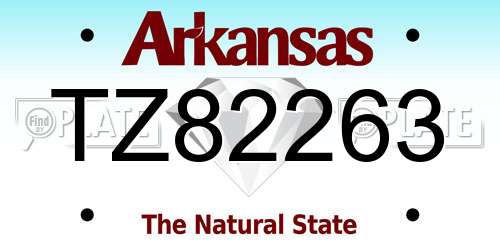 TZ82263 Arkansas License Plate