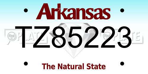 TZ85223 Arkansas License Plate