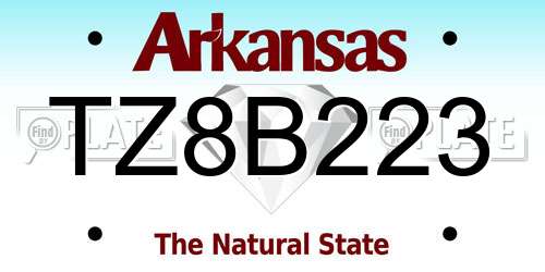 TZ8B223 Arkansas License Plate