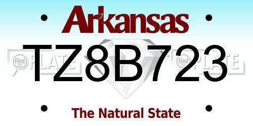TZ8B723 Arkansas License Plate