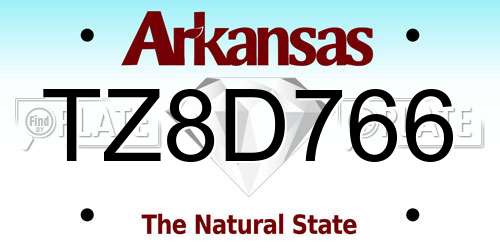 TZ8D766 Arkansas License Plate