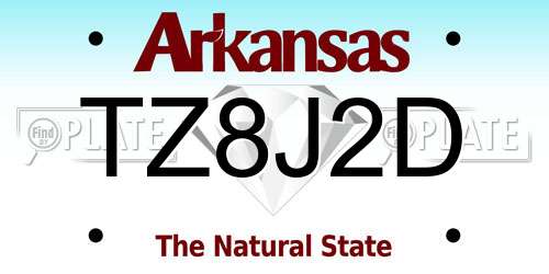 TZ8J2D Arkansas License Plate