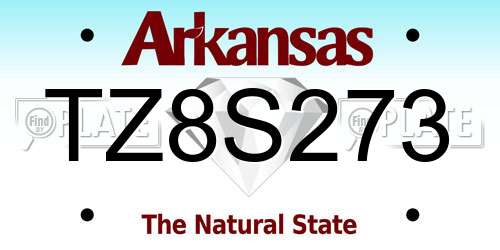 TZ8S273 Arkansas License Plate