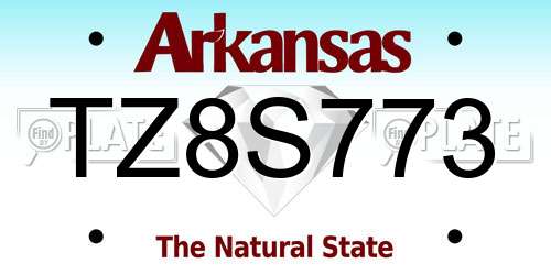 TZ8S773 Arkansas License Plate