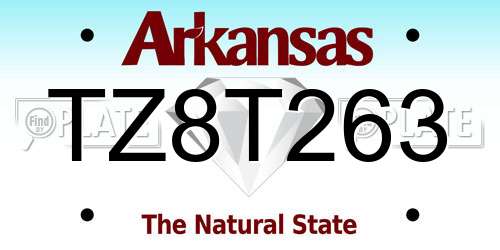 TZ8T263 Arkansas License Plate