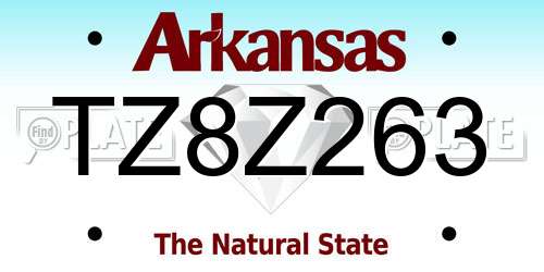 TZ8Z263 Arkansas License Plate