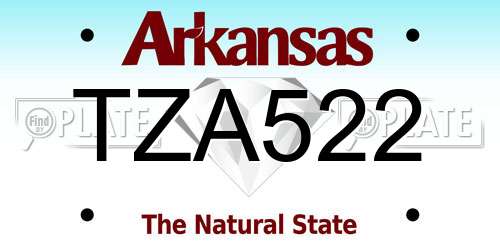 TZA522 Arkansas License Plate
