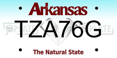 TZA76G Arkansas License Plate