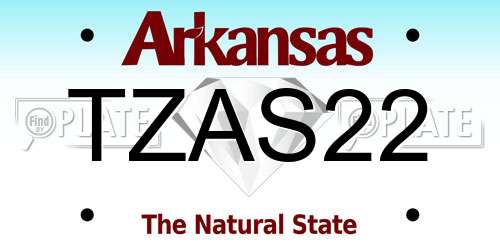 TZAS22 Arkansas License Plate