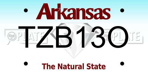 TZB13O Arkansas License Plate