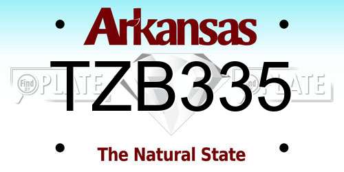 TZB335 Arkansas License Plate