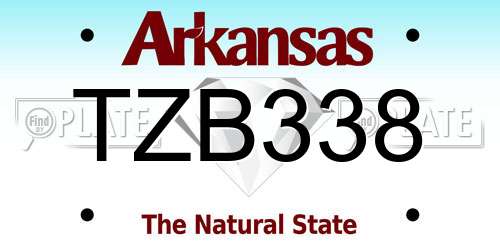 TZB338 Arkansas License Plate