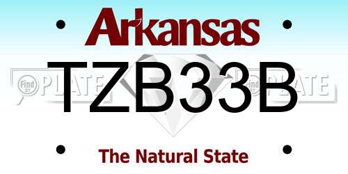 TZB33B Arkansas License Plate