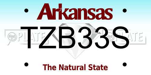TZB33S Arkansas License Plate