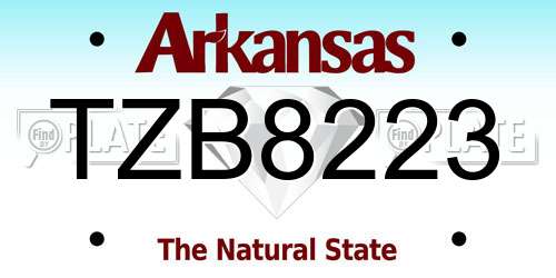 TZB8223 Arkansas License Plate