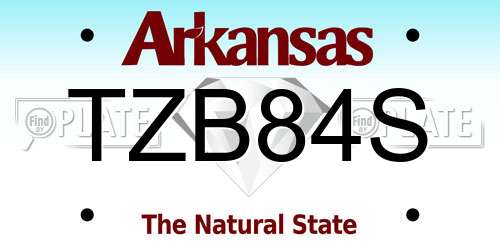 TZB84S Arkansas License Plate