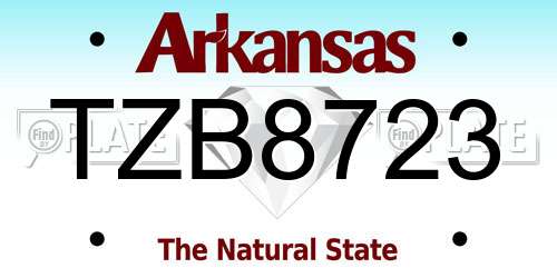 TZB8723 Arkansas License Plate