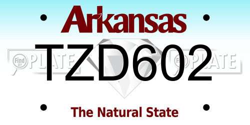 TZD602 Arkansas License Plate
