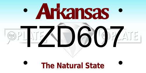 TZD607 Arkansas License Plate