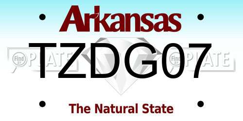 TZDG07 Arkansas License Plate