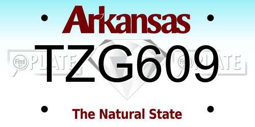 TZG609 Arkansas License Plate