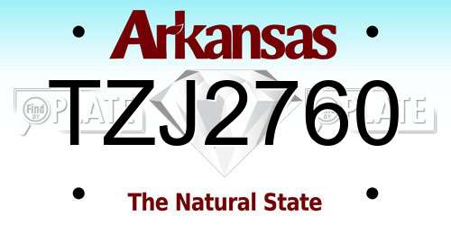 TZJ2760 Arkansas License Plate