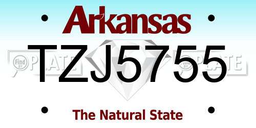 TZJ5755 Arkansas License Plate