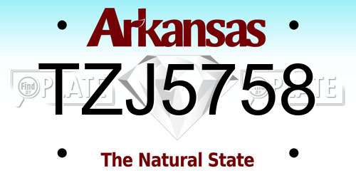TZJ5758 Arkansas License Plate