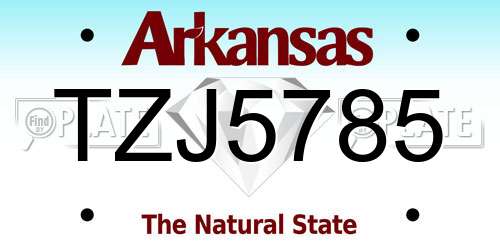 TZJ5785 Arkansas License Plate