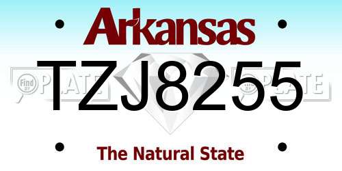 TZJ8255 Arkansas License Plate