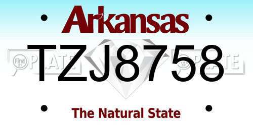 TZJ8758 Arkansas License Plate