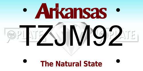 TZJM92 Arkansas License Plate