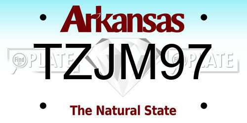 TZJM97 Arkansas License Plate