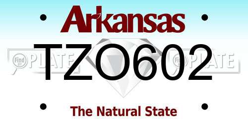 TZO602 Arkansas License Plate