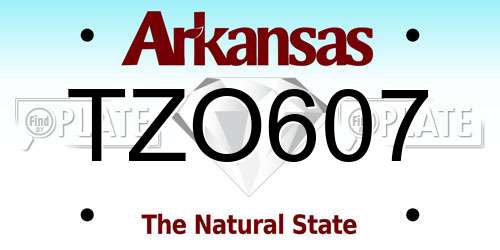 TZO607 Arkansas License Plate