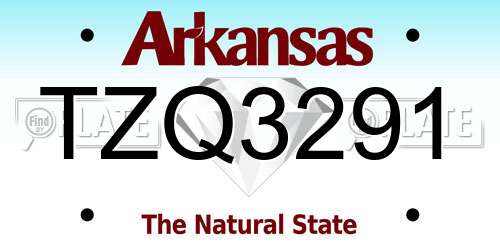 TZQ3291 Arkansas License Plate