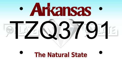 TZQ3791 Arkansas License Plate