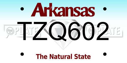 TZQ602 Arkansas License Plate